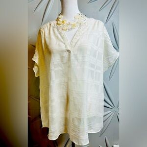 Banana Republic Cream Sheer Textured Blouse